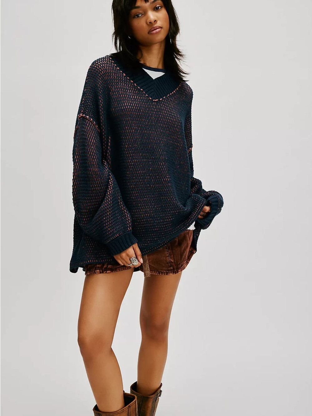 Free People Maisie Sweater Oversized V-Neck medium